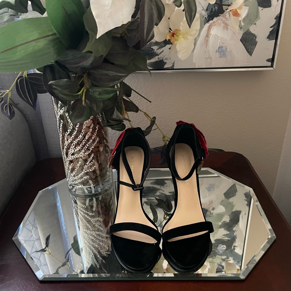 Rose-Embroidered Sandals